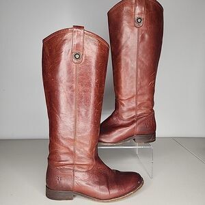 Frye Womens Melissa Button Cognac Leather Knee-High Riding Boots #77167 Size 7